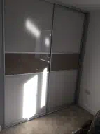 White glass doors with a brown glass divide, fitted in Stockton
